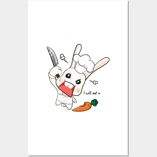 Chef Bunny with Knife Posters and Art